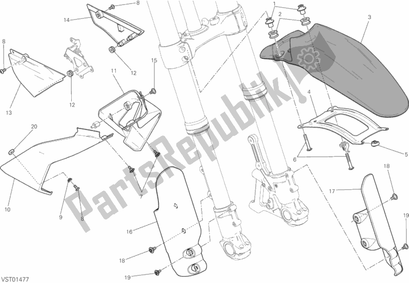 All parts for the Half Fairing of the Ducati Scrambler Urban Enduro Thailand USA 803 2015